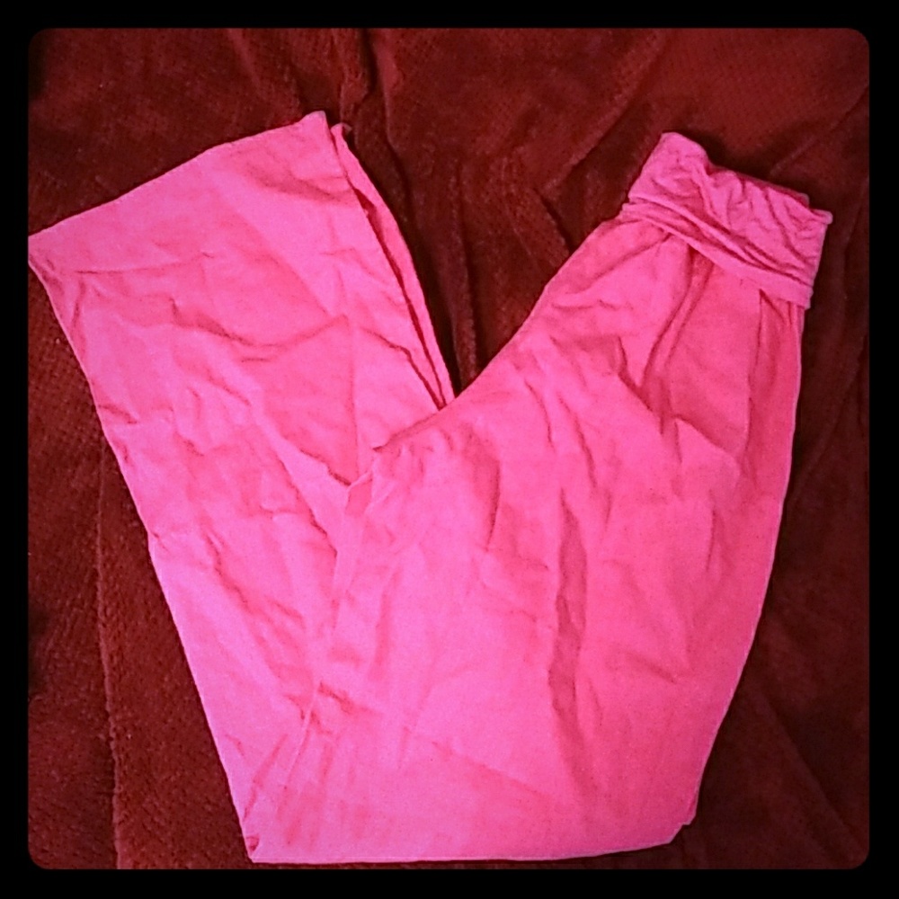 Hot Pink Linen Fold Down Pants